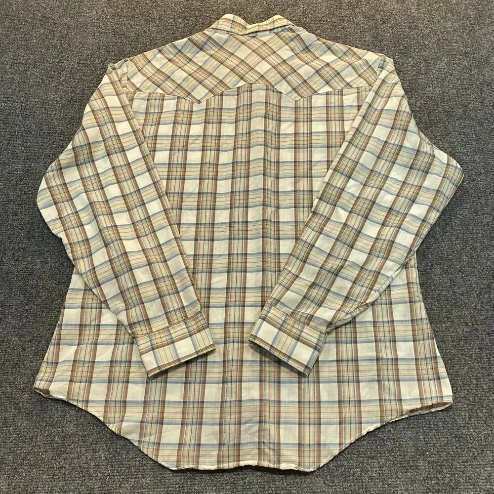 Vintage Levi's Plaid Pearl Snap Western Shirt Men Large Long Sleeve Cowboy Rodeo